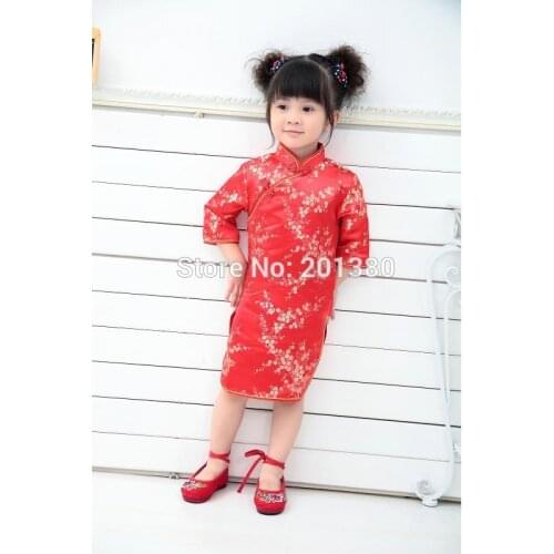 2017 New Year Chinese Girls Dress Qipao Children Clothes Fashion Festival Princess Girl Clothing Shirt Jumpers