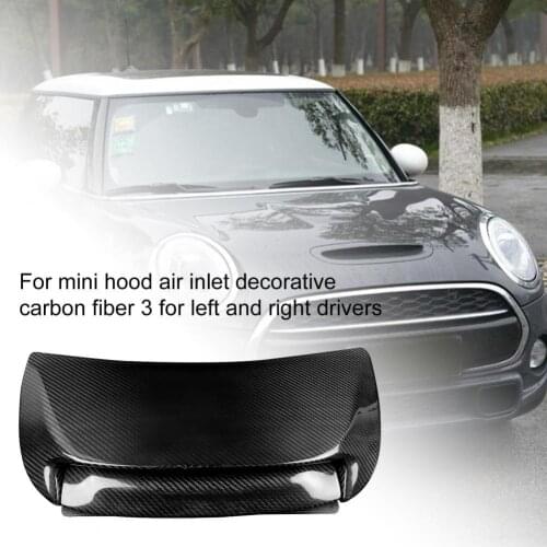 3Pcs Hood Air Inlet Decal Waterproof Self-adhesive Carbon Fiber Black Hood Air Vent Sticker for Mini CooperS 2015-on F55/F56/F57