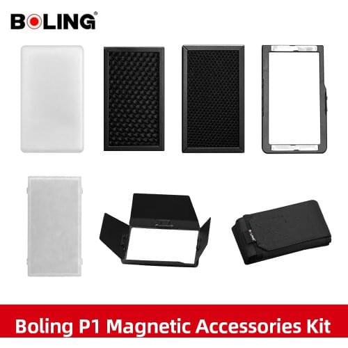 Boling P1 LED Fill Light Accessories, Softbox Hood Barn Door Honeycomb Light Effect Accessories