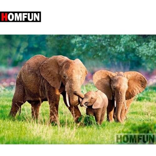 HOMFUN 5D DIY Diamond Painting Full Square/Round Drill "Animal elephant" 3D Embroidery Cross Stitch gift Home Decor A01941