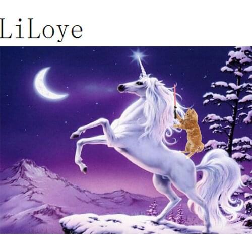 LI LOYE 5D Diamond Embroidery Cat Decor Painting Diamond Painting Cross Stitch unicorn Mosaic Rhinestone Decor DIY Painting Q804