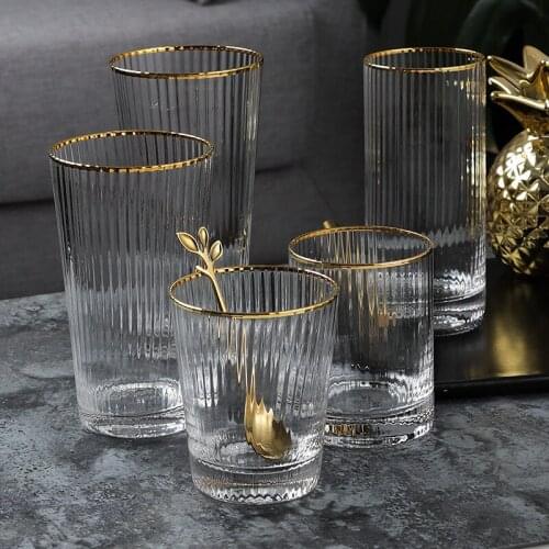 Whiskey glass kawaii cup drinkware Nordic Creative Vertical Pattern Phnom Penh Transparent Glass Home Wine Glass Milk Cup