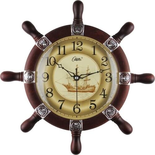 Large Rudder 3D Wall Clock Vintage Wood Living Room Retro Mute Creative European Mediterranean Orologio Muro Home Decor SC175