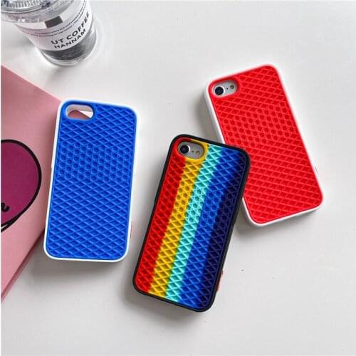 Rainbow Colorful Van Sole Waffle Street Super Sports Phone Case For IPhone 12 11 Pro Max X Xs Max 6 7 8 Plus Shockproof Cover