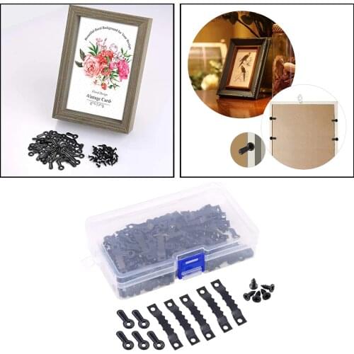 Black Picture Hangers Kit Sawtooth Frame Hangers Double Hole Backing Clips Hardware for Hanging Picture Drawing Paintings