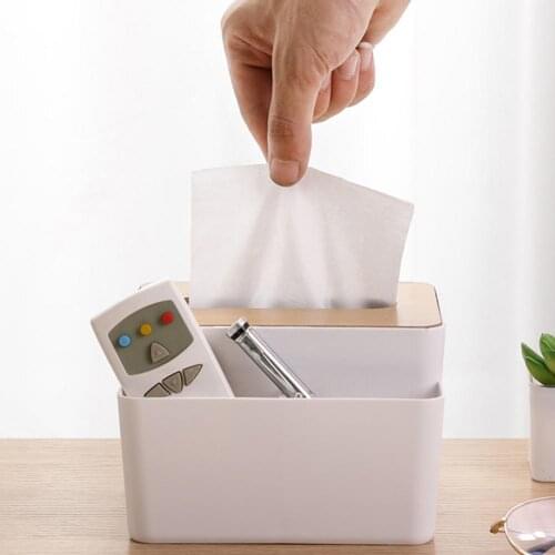 Home Kitchen Wooden Plastic Tissue Box Desktop Paper Towel Storage Holder Case for living room, bedroom, office, car