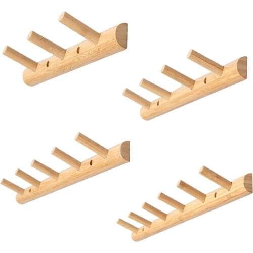 Eco-friendly Natural Wooden Coat Hooks Wall Hanger Hat Clothes Bag Rack Storage Shelf Key Holder Organizer Household wholesales