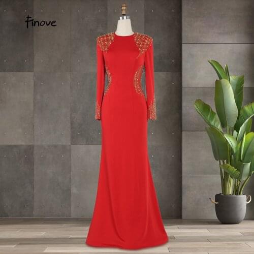 Finove 2021 Evening Dresses Satin Simple Beads Gowns 2021 Mermaid Elegant For Women Wedding Party