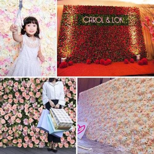 28Pcs/Lot Flower Wall Artificial Flowers Silk Rose Dried Flowers Hydrangea for Romantic Wedding/Home Backdrop Decoration GH003