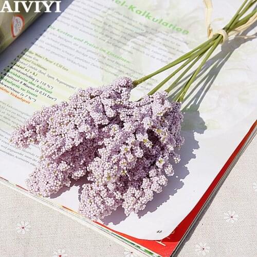 6Pcs/Pack Artificial Vanilla Mini Foam Berry Spike Artificial Flowers Bouquet for Home Plant Wall Decoration Cereals Plant Heap
