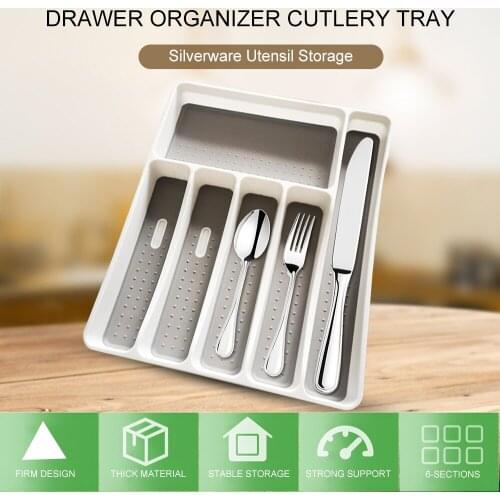 5/6 Sections Drawer Cutlery Tray Kitchen Storage Organizer Knife Fork Spoon Storage Chopstick Partition Organizer Cutlery Holder
