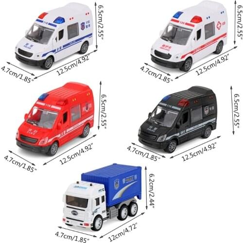 Miniature Educational Inertia Car Fire Truck Ambulance Vehicle Toy Realistic Friction Car Pull Back Police Vehicle Set