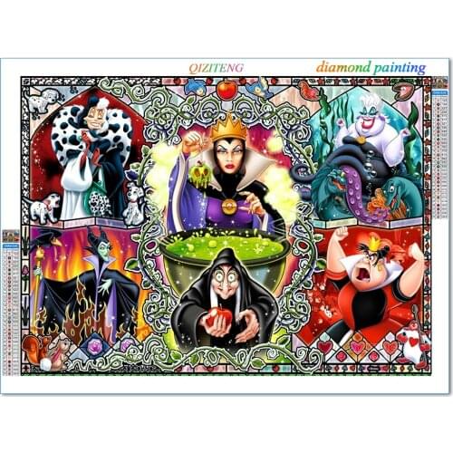 Cartoon Diamond Painting Disney Witch Fantasy Children 5D Diy Cross Stitch Full Square Round Embroidery Mosaic Home Decor