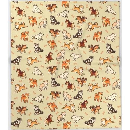 Dog Corgi Cartoon Throw Blanket Cute Kids Design Shiba inu in Cream Blankets for Beds Christmas Decorations for Home