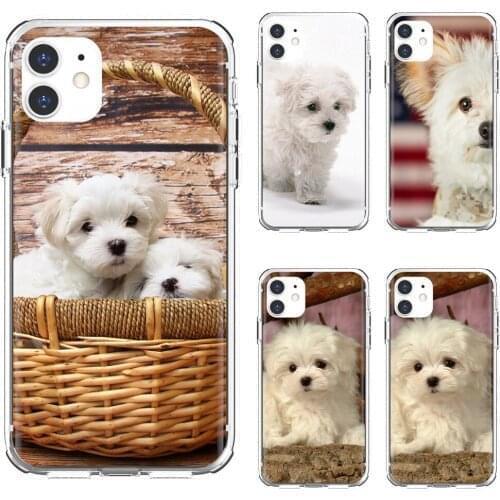 For Samsung Galaxy S7 S8 S9 S10E S20 FE Note 10 20 Edge Lite Plus Ultra white-Maltese-dog Soft Skin Cover