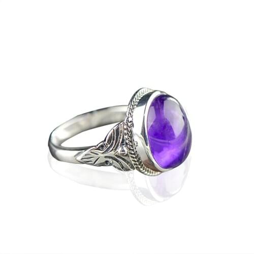2019 New Women Lady Elegant Natural Amethyst Ring Hollow Wedding Engagement Rings Jewelry