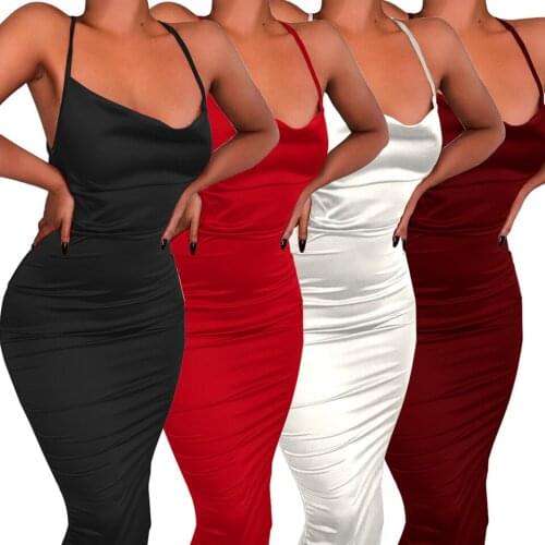 Bare Back Strap Cross Dress Deep V Neck Sukienka Black Slip Dresses Women Party Night Sexy Pencil Bodycon Midi Dress Sleeveless