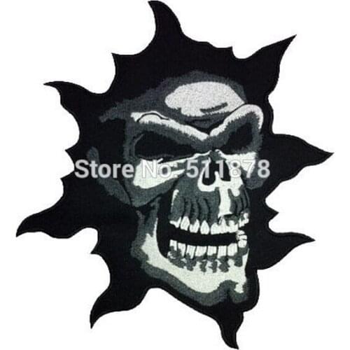 10.6" Reaper Tattoo Evil Biker Death halloween Punk Rock Outlaw MC Embroidered Motorcycle Patch IRON ON Backpatch emblem