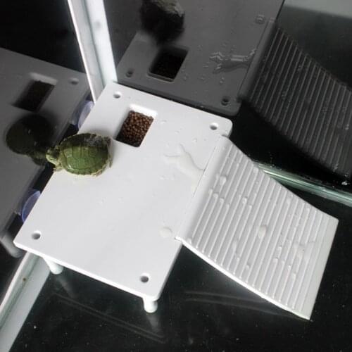 Plastic Turtle Basking Platform Reptile Ramp Ladder Climb Resting Terrace with 2PCS Suction Cups for Frogs