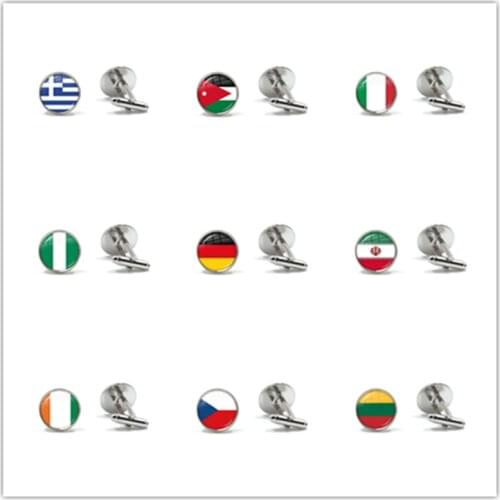 Greece,Jordan,Italy,Nigeria,Germany,Iran,Czech Republic,Lithuania Glass Cabochon Cufflinks Button For Male Gentleman Shirt Gift