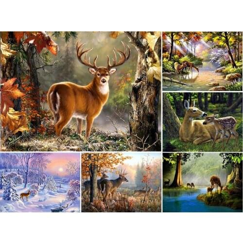 5D DIY Diamond Painting Animal Deer Cross Stitch Kit Full Drill Embroidery Mosaic Art Picture of Rhinestones Handicraft Decor
