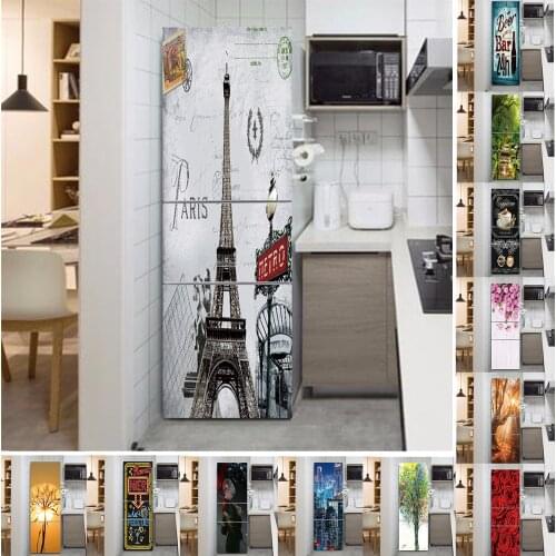 Stamp Retro Fridge Vinyl Refrigerator Door Sticker Kitchen Wall Stickers Home Furniture Wall Decals Vinilo Nevera Vintage Modern