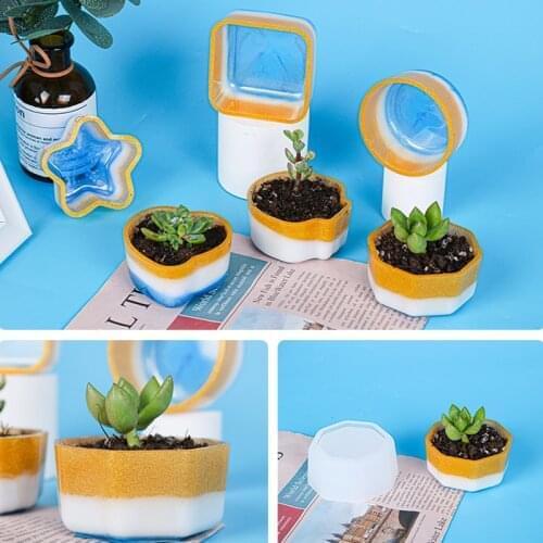 Silicone Plant Pot Molds Form Arts Craft Polygonal Casting Moulds DIY Succulent Flowerpot Clay Mold 3 Styles Concrete Mould 2021