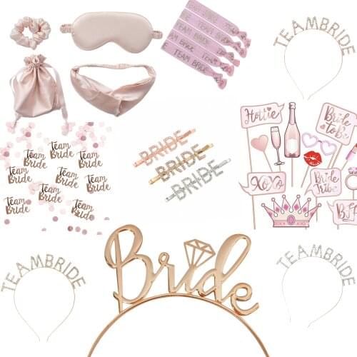 Wedding Party Decoration Letter Balloon Veil Blindfold Confetti Hen Party Decoration Pink Bride Rose Gold Team Bridal Crown