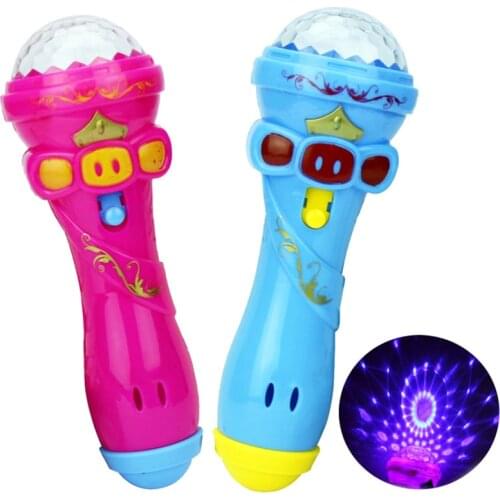 Hot Selling Lighting Toys Children Kids Wireless Microphone Model Gift Luminous Toys Starry Flashlight Toys Flashing Stick