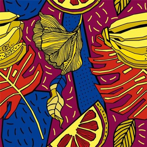 Polyester dress fabric custom tropical plant printed fabric high-end floral thin stretch fabric diy shirt clothing patchwork R3