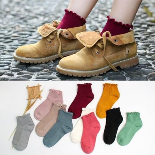 Spring Lace Ruffles Socks Cotton Ankle Lovely Frilly Edge Girls' Women Socks Sweet Casual Short Tube Lady Vintage Ship Socks