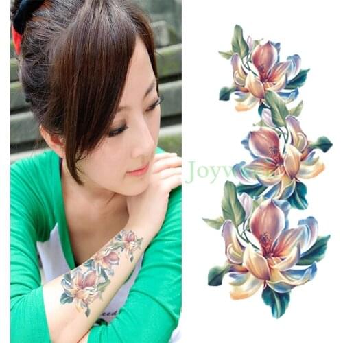 Waterproof Temporary Tattoo Sticker orchid flower womens body art tatto stickers flash tatoo fake tattoos for girl 7
