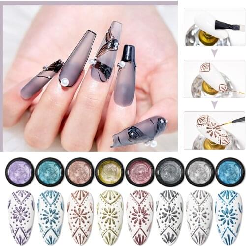 Meet Across 5ml Metallic Painting Gel Polish Soak Off Uv Led Gel Nail Polish Drawing Painting Flower Gold Silver Glitter Gel