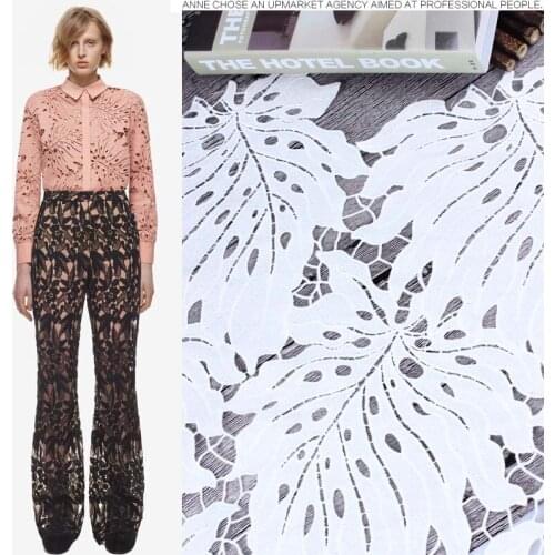 High-quality white leaf Water soluble lace Embroidered fabric Hollow out cloth for dress African skirt