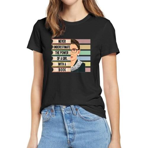 100% Cotton Feminist Ruth Bader Ginsburg RBG Quote Girl With Book XS-3XL Men Women Cotton Tshirt Gift soft Top tee