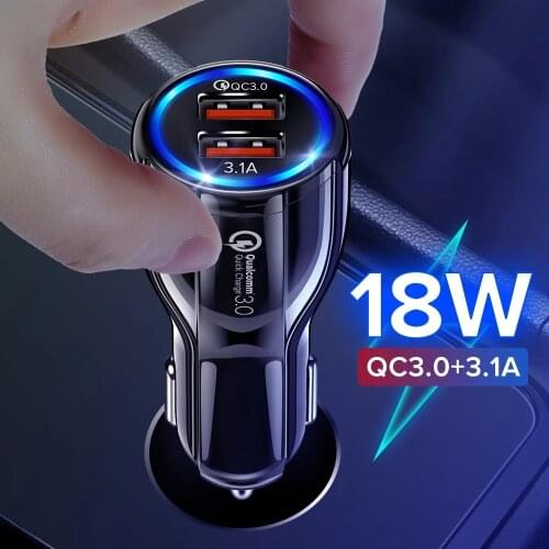 18W 3.1A Car Charger Dual USB Fast Charging QC Phone Charger Adapter For iPhone 12 11 Pro Max 6 7 8 Xiaomi Redmi Huawei