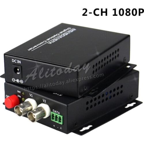 2 CH HD 1080P coaxial AHD CVI TVI video optical converter AHD optical media converter terminal single-mode single fiber 20KM