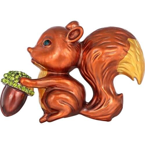 3pc New retro Cartoon squirrels hug pinecones DIY Brooch Vintage Enamel Lapel Pins Badge for women New Year