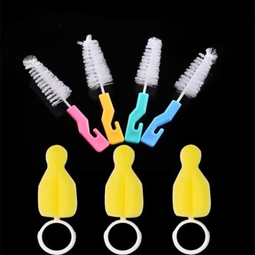 5pcs Baby Milk Feeding Bottle Drink Water Cup Straw Washing Brush Soft Hair Cleaning Tool Cleaner Stainless Steel Handle Brushes