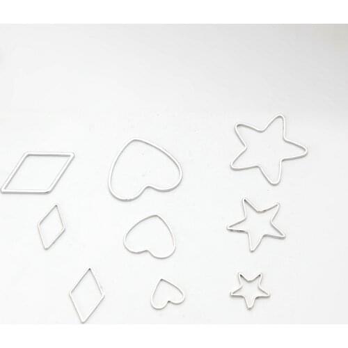 SUTI 50pcs/lot Silver-Color Pure Copper Heart-shaped Accessories Simple Geometric Earrings Pendants DIY Jewelry Making & Finding
