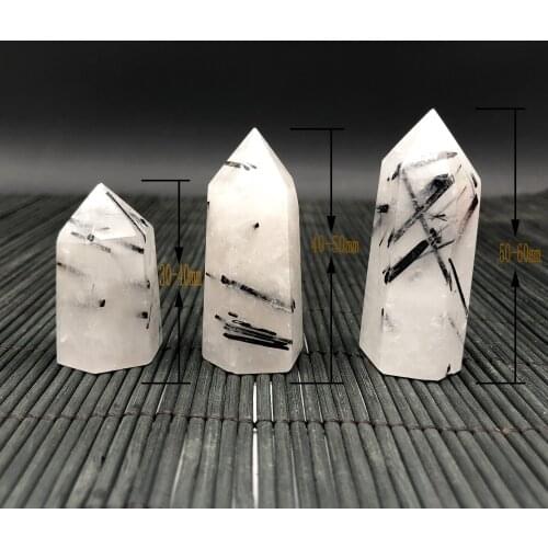 230G White Transparent Quartz Tourmaline Symbiotic WAND Point Geomancy Natural Quartz Chakra Witch Crystals DIY Gift