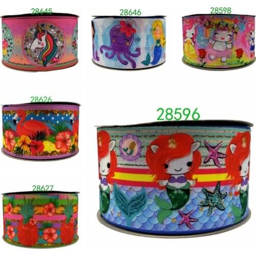 Free shipping 50 yard cartoon printed grosgrain ribbon 28646