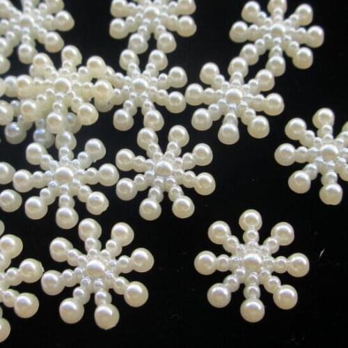 15MM White Snowflake Beads Craft ABS Imitation Pearls Flatback For Art Scrapbooking/DIY Decoration