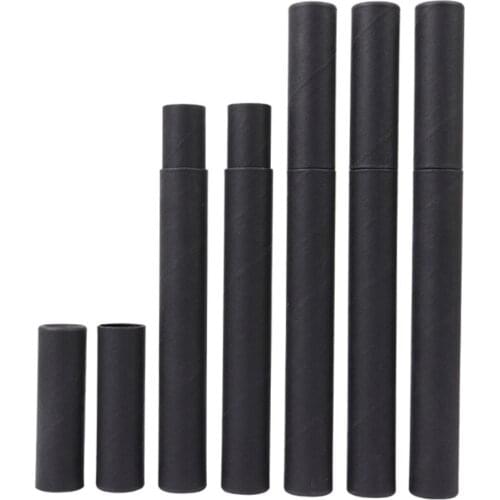 20.7x2.1cm Black Kraft Paper Incense Tube Barrel Small Storage Box For pencil Joss Stick Convenient Carrying Tea tubes