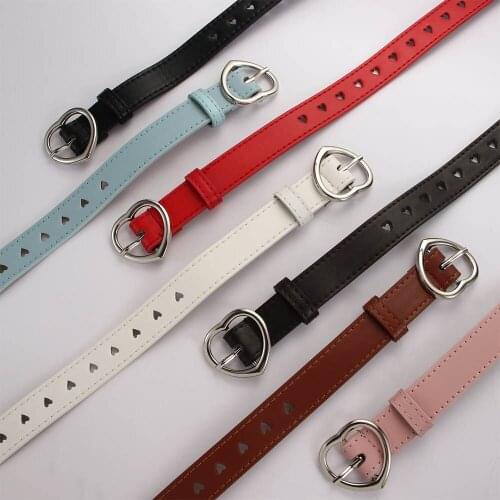 90cm New Children Faux Leather Belt Kids Cute Simple Heart Buckle Belts For Girls Solid Waistband Love Heart Buckle Waist Belt
