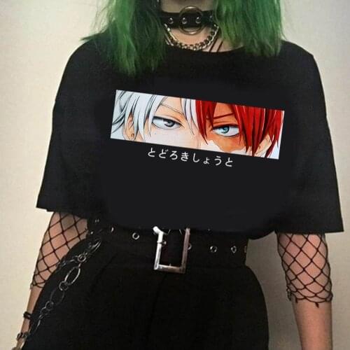 Harajuku Anime My Hero Academia T Shirt Women Shoto Todoroki Eyes Tshirt Funny T-shirt Cute Anime Top Tee Female