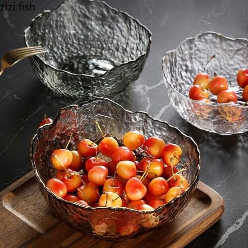 European-style Crystal Glass Fruit Plate Household Large-capacity Candy Dessert Plate Gilded Border Kitchen Utensil Decoration