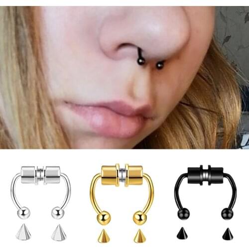 Hip Hop Nose Ring Hoop Nose Septum Rings Goth Magnetic Fake Piercing Body Jewelry Unusual Costume Jewelry