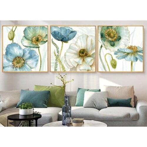 3 Pieces Diy Diamond Embroidery Full Square Simple Beautiful Pastoral Poppy Bedroom Hanging Picture Diamond PaintingZP-4354