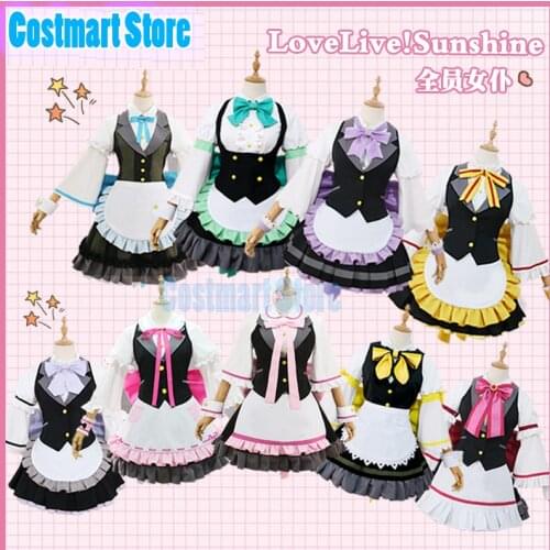Anime LoveLive!Sunshine!Aqours Maid Dress Uniform Riko Kanan You Chika Cosplay Costume Halloween Suit For Women Outfit New